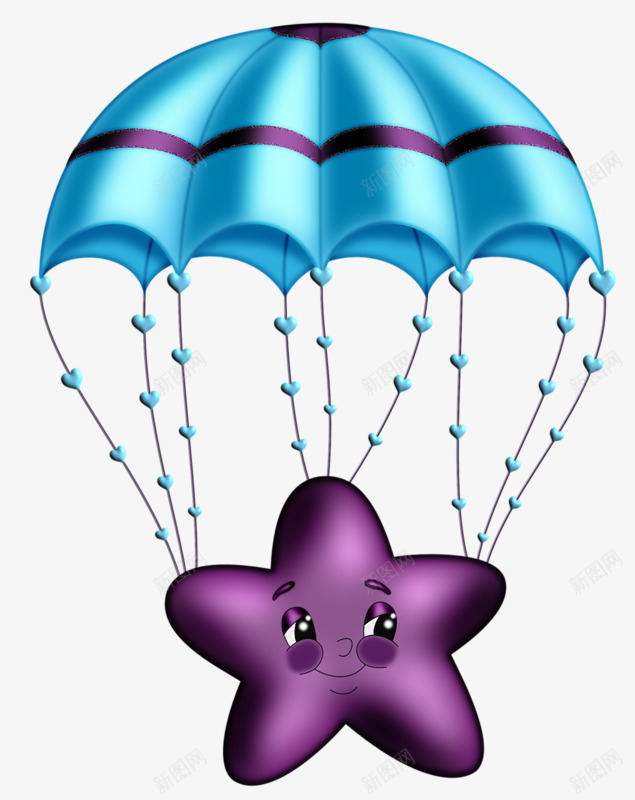 好看的紫色星星降落伞png免抠素材_新图网 https://ixintu.com 好看 简单 蓝色 降落伞