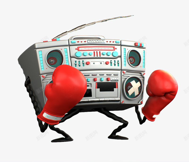 卡通立体收音机图png免抠素材_新图网 https://ixintu.com C4D 三维 卡通 手套 收音机 立体 红色 运动员