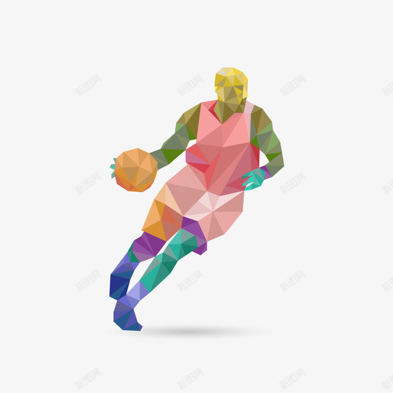 篮球png免抠素材_新图网 https://ixintu.com 多边形 奥运 折纸 篮球 运动 运球