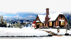下雪的房子雪中的小屋高清图片