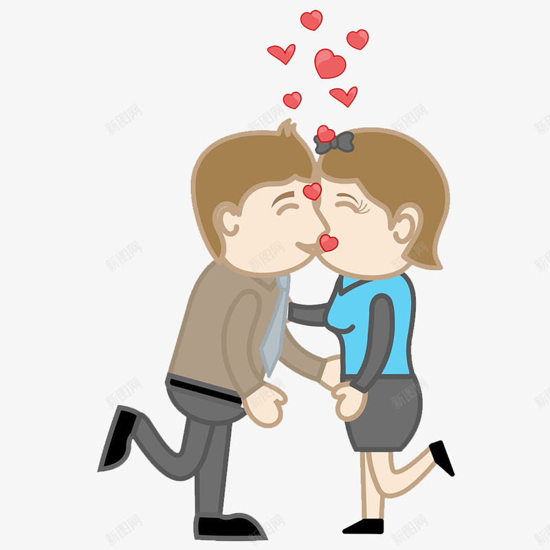 卡通互相亲吻的男女PSD分层png免抠素材_新图网 https://ixintu.com 亲吻 卡通 表示 飞吻动作 飞吻示爱 飞吻表情
