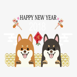 小狗祝福新年快乐素材