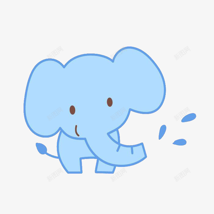 蓝色喷水小象png免抠素材_新图网 https://ixintu.com 动物 卡通 蓝色 象