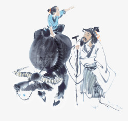 水牛牧童水墨画高清图片