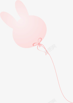 6月粉色卡通兔子气球高清图片