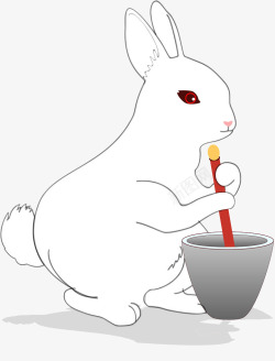 一个药杵白色月兔高清图片
