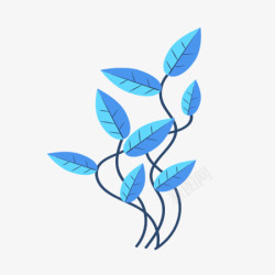 彩色树手绘彩色的叶子套图插画元素蓝色树高清图片