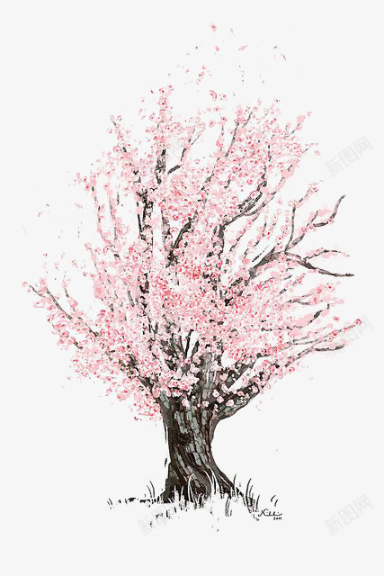 樱花树png免抠素材_新图网 https://ixintu.com 一树花开 大树 手绘 日本 樱花 水彩