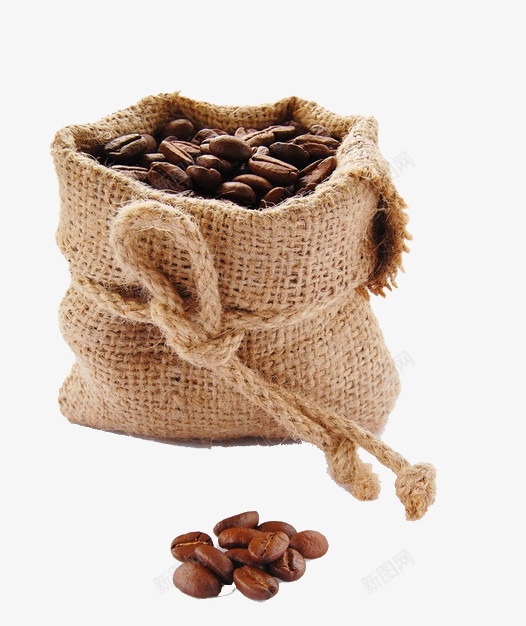 袋子里的咖啡豆png免抠素材_新图网 https://ixintu.com 产品海报 咖啡树 宣传单 粽子色 麻绳