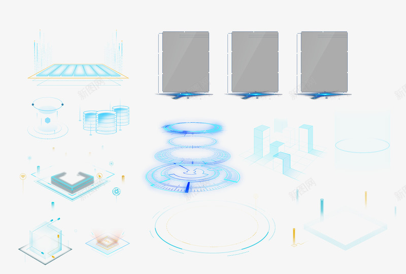光效边框元素psd免抠素材_新图网 https://ixintu.com 元素 光效 科技 边框