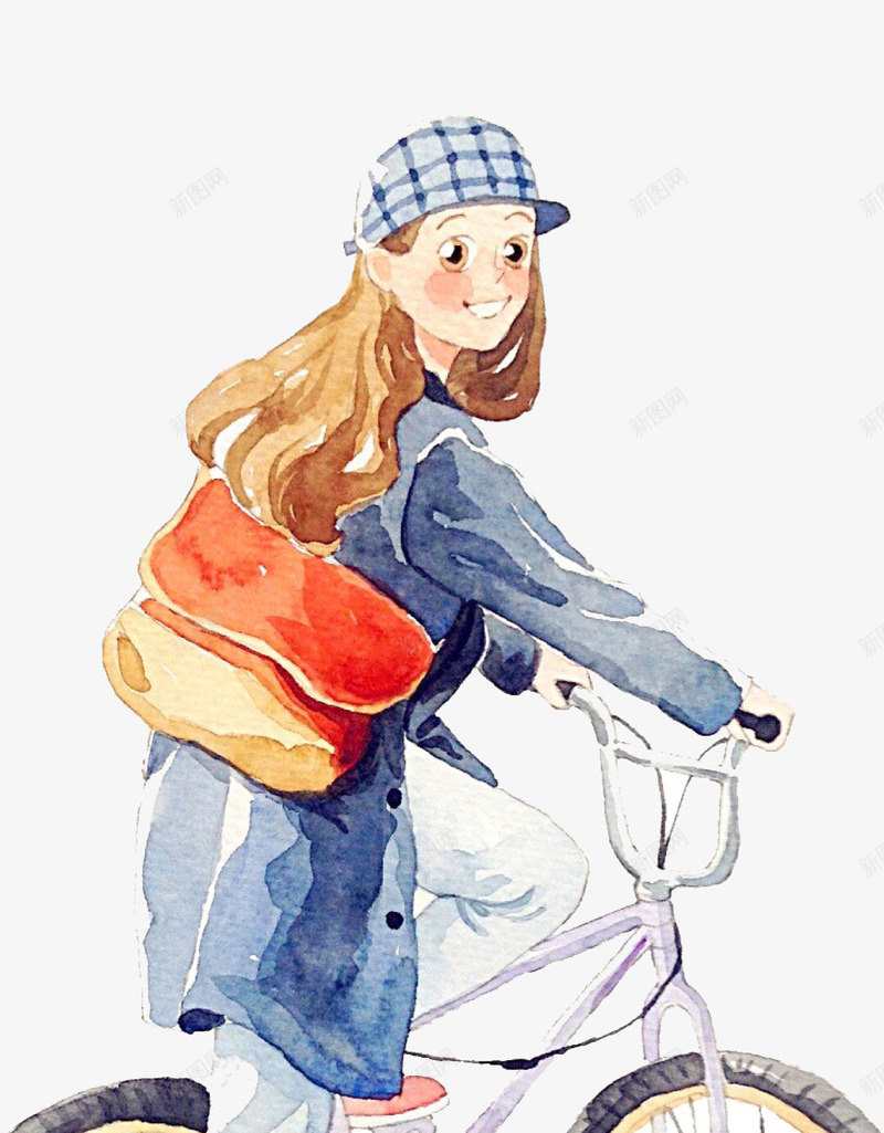 骑车的女孩png免抠素材_新图网 https://ixintu.com 卡通 可爱 女孩 少女 手绘 手绘插画 插画