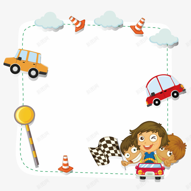 交通看板png免抠素材_新图网 https://ixintu.com 儿童 孩子 提示 汽车