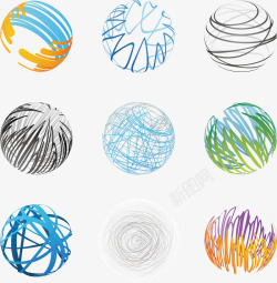 球logo线条圆形图标高清图片