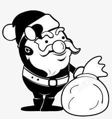 卡通可爱圣诞老人黑白画素材