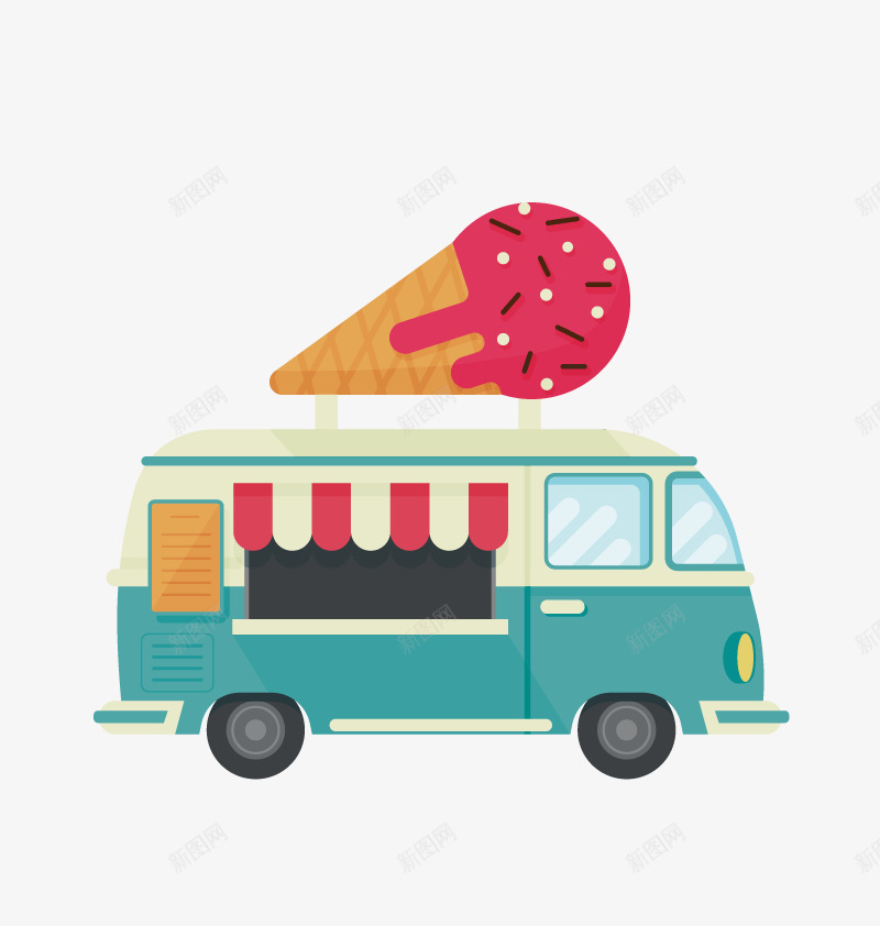冰淇淋车png免抠素材_新图网 https://ixintu.com 出售 巴士 贩卖 车