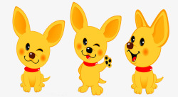 三只卡通卡通可爱黄色小狗素材