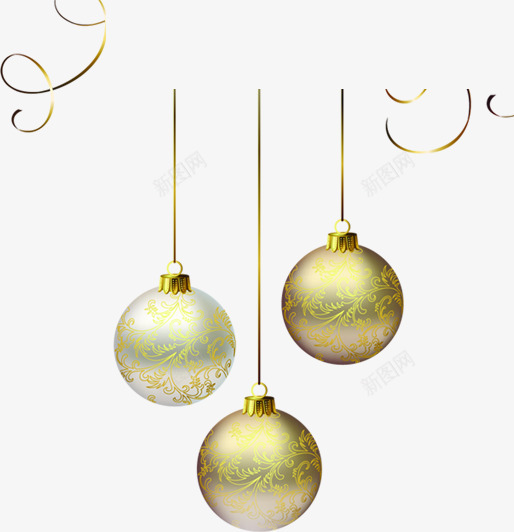 金色装饰球圣诞节png免抠素材_新图网 https://ixintu.com 圣诞节 素材 装饰 金色