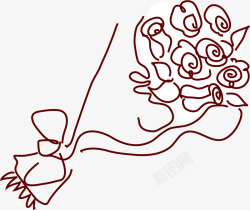 咖啡玫瑰咖啡色线条玫瑰花束高清图片