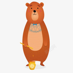 棕色小熊手绘矢量图素材