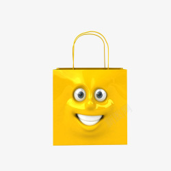 立体笑脸立体黄色服装手提袋效果图高清图片