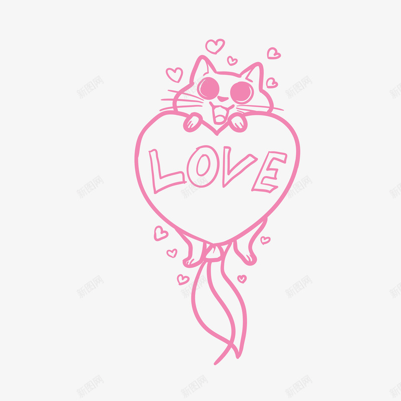 卡通手绘粉色猫咪图矢量图ai免抠素材_新图网 https://ixintu.com LOVE 卡通的 可爱的 可爱的小猫 手绘的 爱情 猫咪 粉色的 粉色的小猫 萌萌哒 矢量图