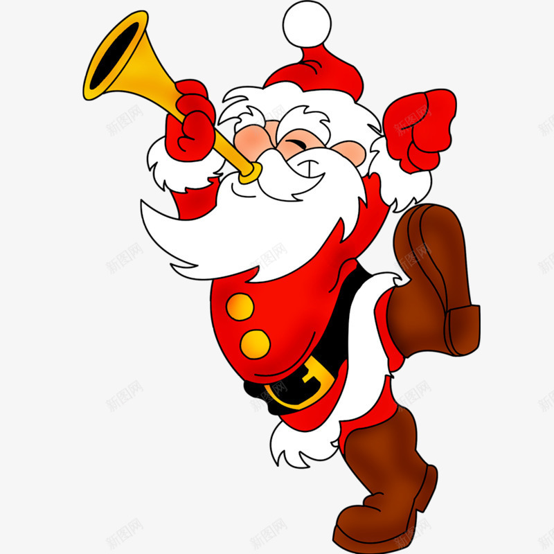 圣诞老人吹小号png免抠素材_新图网 https://ixintu.com 乐器 圣诞节 小号 起舞