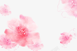 粉红彩绘樱花花朵漂浮素材
