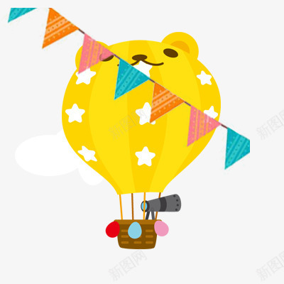 卡通小熊热气球png免抠素材_新图网 https://ixintu.com 夏季 夏季素材 气球 热气球 装饰