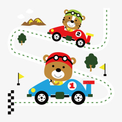 卡通可爱小熊开车矢量图素材