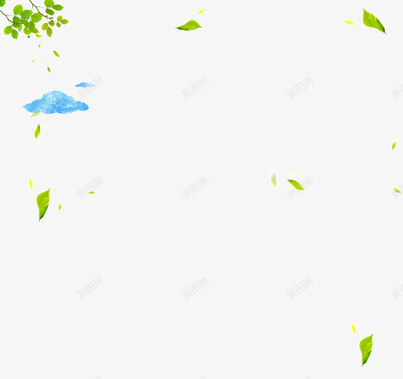 树叶png免抠素材_新图网 https://ixintu.com 天空装饰 树叶 清新 白云 绿叶