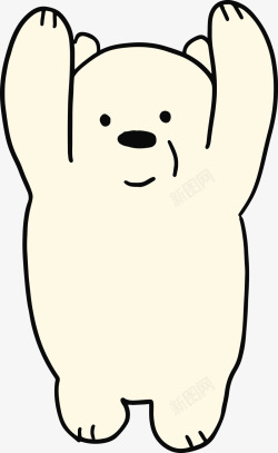 举手的小熊手绘线条举手跳水状可爱小熊高清图片