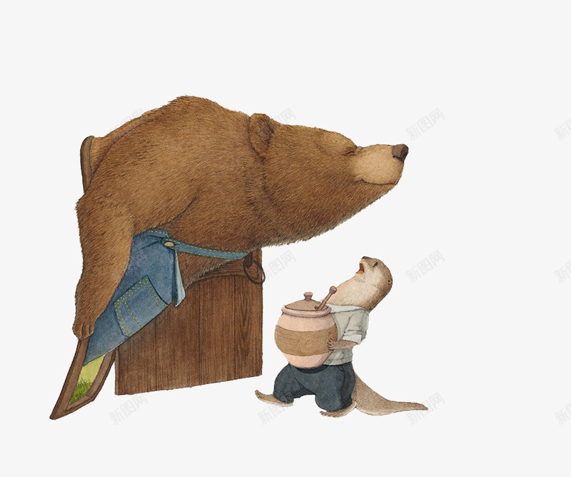 闯进水獭家的熊png免抠素材_新图网 https://ixintu.com 个小的水獭 搬坛子的水獭 高大的熊