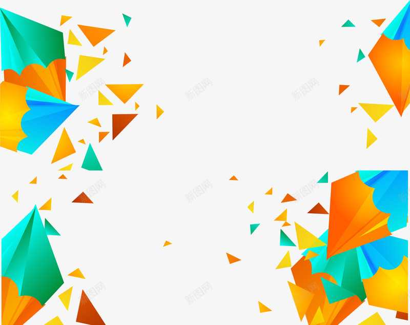 几何三角漂浮物横幅png免抠素材_新图网 https://ixintu.com 三角块 三角形漂浮物 彩色 漂浮物横幅