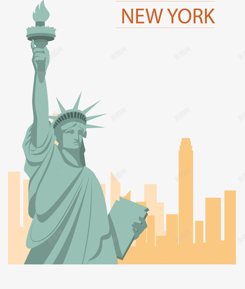 美国纽约纪念邮票png免抠素材_新图网 https://ixintu.com 矢量png 纽约 美国 美国旅游 美国纽约 自由女神 邮票