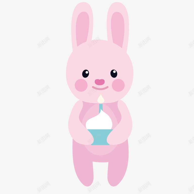 粉红色小兔子动物矢量图ai免抠素材_新图网 https://ixintu.com 兔子简笔画 动物 卡通 小兔子 手绘 矢量图 穿衣服的兔子 简单 粉色 蓝色蛋糕