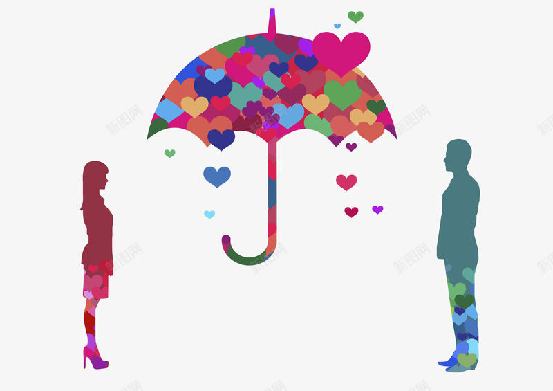 约会的人png免抠素材_新图网 https://ixintu.com 创意 恋人 情人 情侣 水彩 爱心 红色 装饰 雨伞
