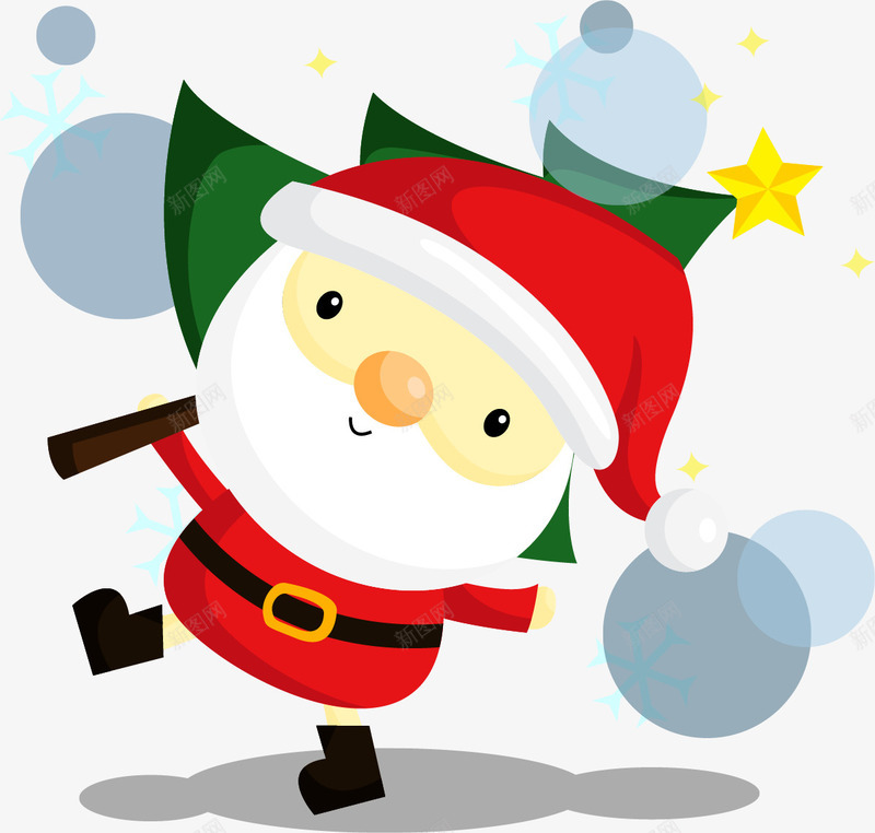 雪天跳舞的圣诞老人png免抠素材_新图网 https://ixintu.com 圣诞树 圣诞老人 圣诞节 红色 节日 装饰 雪花