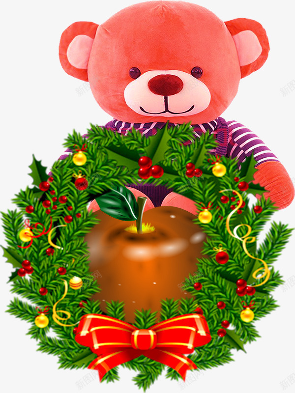 可爱的小熊和圣诞果png免抠素材_新图网 https://ixintu.com 可爱风格 圣诞礼物 圣诞苹果 小熊 温馨风格 节日风格