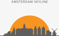 阿姆斯特丹旅游荷兰阿姆斯特丹剪影矢量图高清图片