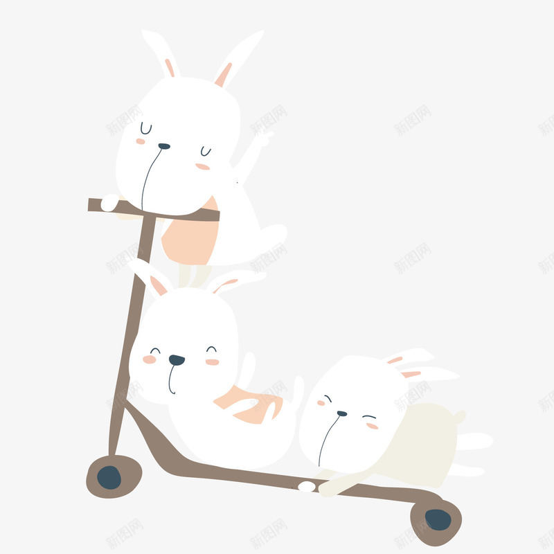 可爱兔子手绘卡通矢量图ai免抠素材_新图网 https://ixintu.com 兔子 动物 卡通 小白兔 手绘 滑板 简单 矢量图