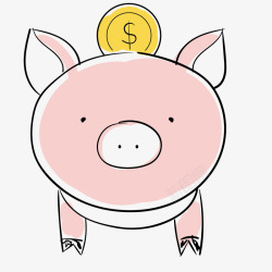 小猪存钱罐图矢量图素材