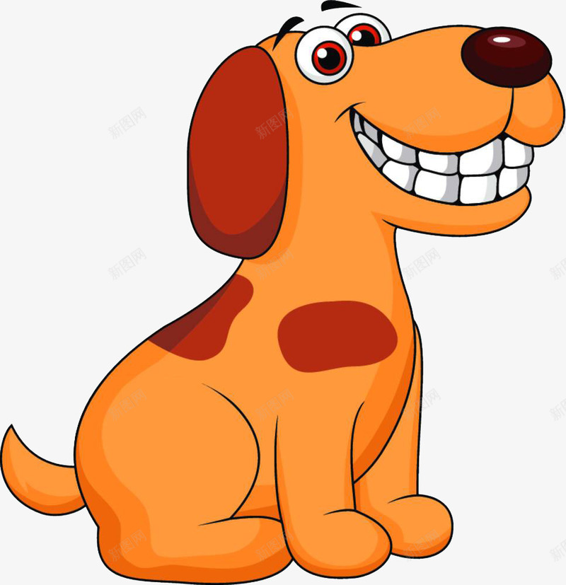手绘微笑的小狗图png免抠素材_新图网 https://ixintu.com 动物 卡通手绘 可爱 图案 宠物 小狗 微笑 橘色 水彩 牙齿