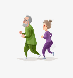 卡通锻炼跑步老人素材