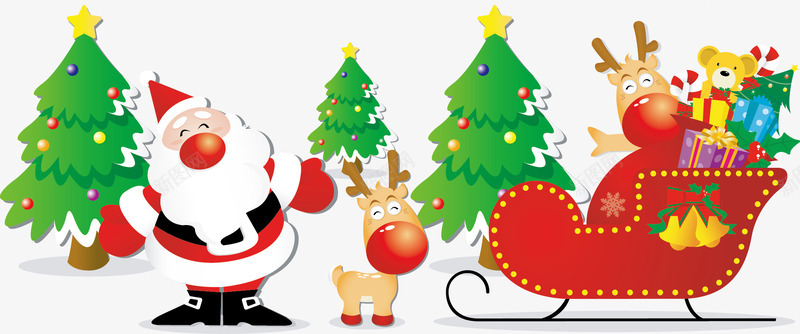卡通圣诞节元素png免抠素材_新图网 https://ixintu.com 圣诞节矢量元素圣诞老人圣诞树驯鹿雪橇