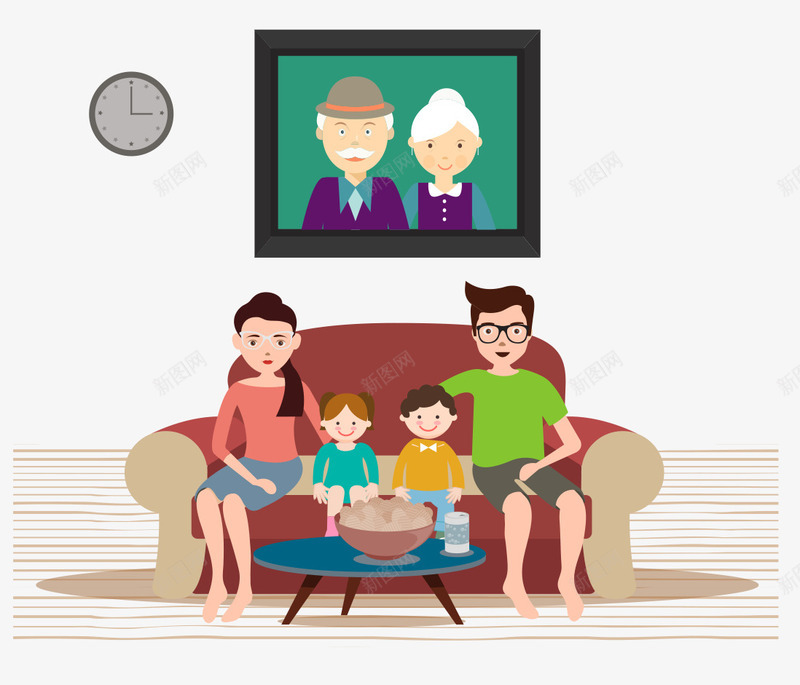 家人合照矢量图ai免抠素材_新图网 https://ixintu.com 合照 家人矢量素材 扁平化 效果图 艺术 设计 矢量图