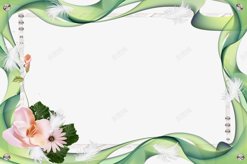 花朵相框png免抠素材_新图网 https://ixintu.com 好看 实用 绿色 荷花