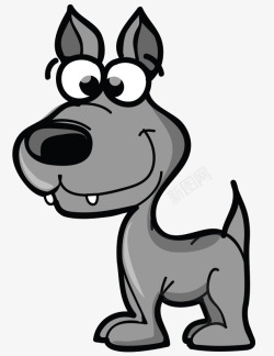 灰色小狗卡通手绘Q版素材