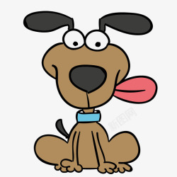 伸舌头的狗手绘卡通小狗高清图片