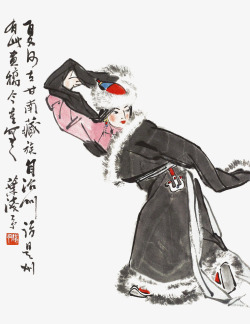 藏族舞少女素材