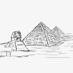 装饰埃及手绘金字塔和狮身人面像高清图片